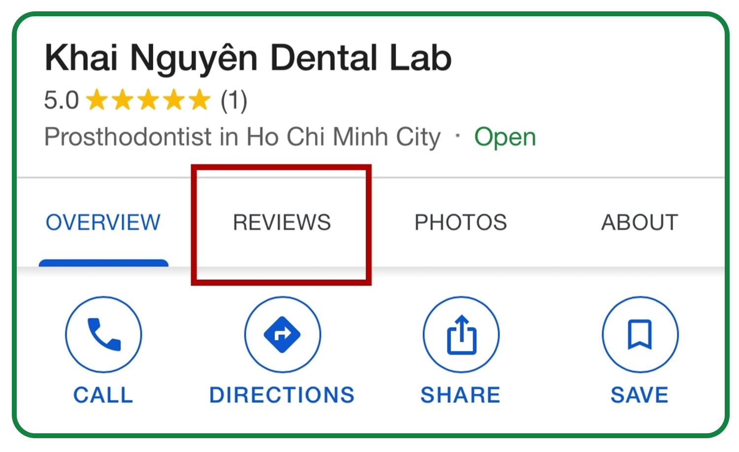 Bước 3: Mở tab Reviews